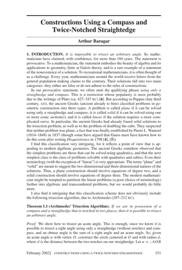 Constructions Using a Compass and Twice-Notched Straightedge