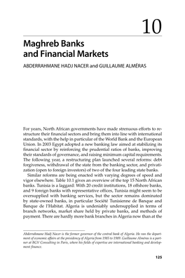 Maghreb Banks and Financial Markets ABDERRAHMANE HADJ NACER and GUILLAUME ALMÉRAS