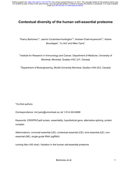 Contextual Diversity of the Human Cell-Essential Proteome