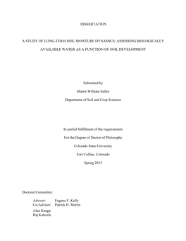 Dissertation a Study of Long-Term