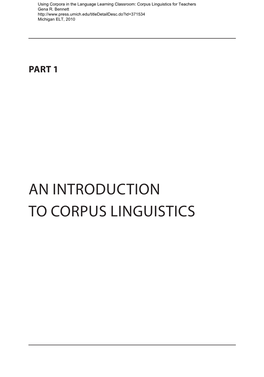 Corpus Linguistics for Teachers Gena R