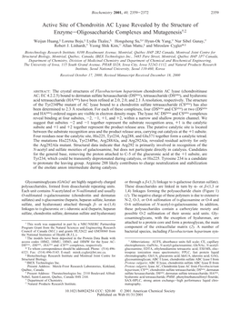 Active Site of Chondroitin AC Lyase Revealed by the Structure Of