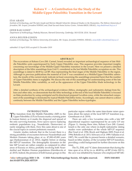 Kebara V — a Contribution for the Study of the Middle-Upper Paleolithic Transition in the Levant