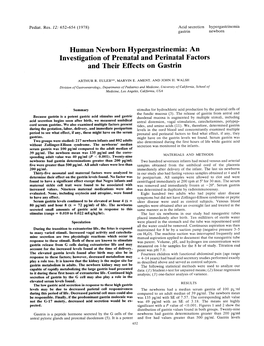 Human Newborn Hypergastrinemia: an Investigation of Prenatal and Perinatal Factors and Their Effects on Gastrin