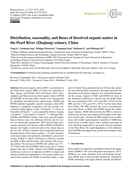 Articles in of Protein-Rich Materials and Hence a Key Role of Biodegra- the Water Column (Wang Et Al., 2014)