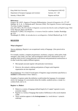 (1967). Aspects of Varieties Differentiation. Journal of Linguistics (3), 177-197 Halliday, M