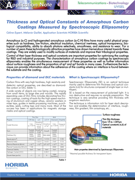 Thickness and Optical Constants of Amorphous Carbon Coatings