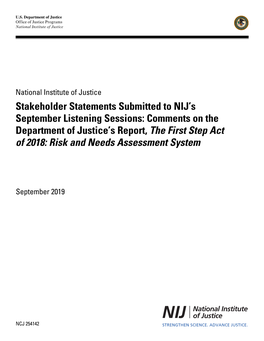 Stakeholder Statements Submitted to NIJ's September Listening Sessions