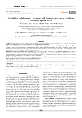 Stress Before and After Surgery in Patients with Laparoscopic Treatment