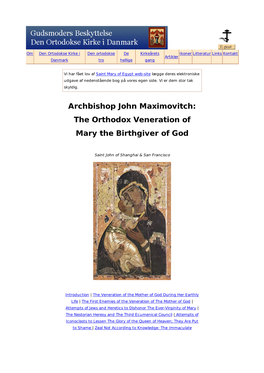 The Orthodox Veneration of Mary the Birthgiver of God