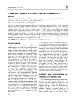 A Review on Gnetalean Megafossils: Problems and Perspectives