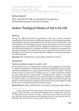 Modern Theological Debates of Hell in the USA