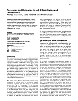 Pax Genes and Their Roles in Cell Differentiation and Development Ahmed Mansouri*, Marc Hallonetl and Peter Gruss