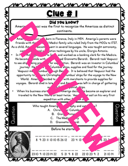 Clue # 1 Did You Know? Amerigo Vespucci Was the First to Recognize the Americas As Distinct