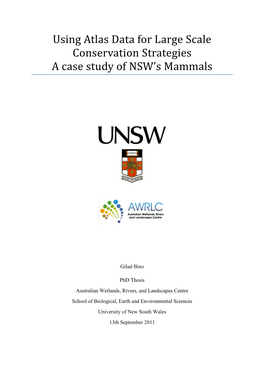 Using Atlas Data for Large Scale Conservation Strategies a Case Study of NSW’S Mammals