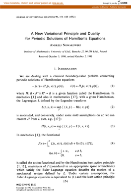 A New Variational Principle and Duality for Periodic Solutions of Hamilton's Equations