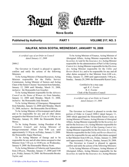 NS Royal Gazette Part I