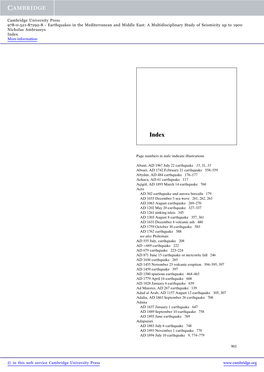 Earthquakes in the Mediterranean and Middle East: a Multidisciplinary Study of Seismicity up to 1900 Nicholas Ambraseys Index More Information