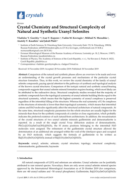 Crystal Chemistry and Structural Complexity of Natural and Synthetic Uranyl Selenites