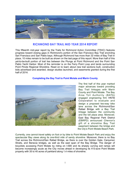 Richmond Bay Trail Mid Year 2014 Report