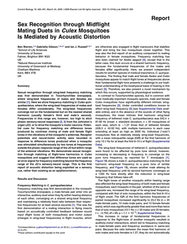 Sex Recognition Through Midflight Mating Duets in Culex Mosquitoes