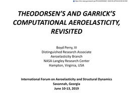Theodorsen's and Garrick's Computational