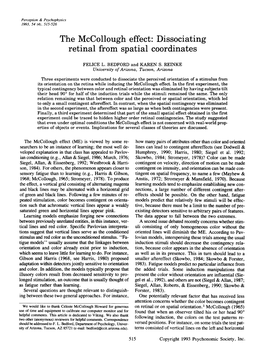 The Mccollough Effect: Dissociating Retinal from Spatial Coordinates