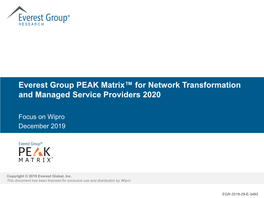 Everest Group PEAK Matrix for Network Transformation and Managed Services 2020