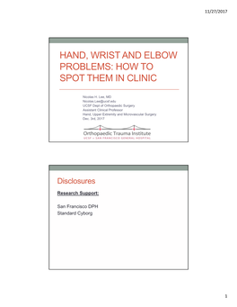 Hand, Wrist and Elbow Problems: How to Spot Them in Clinic