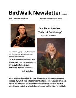 John James Audubon “Father of Ornithology”
