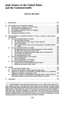 Junk Science in the United States and the Commonwealth