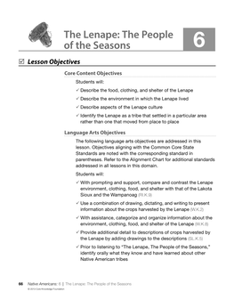 The Lenape: the People of the Seasons © 2013 Core Knowledge Foundation Core Vocabulary Burrows, N