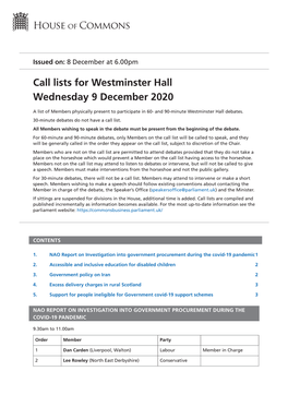 View Call Lists: Westminster Hall PDF File 0.05 MB