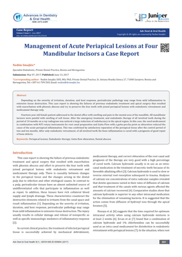 Management of Acute Periapical Lesions at Four Mandibular Incisors a Case Report
