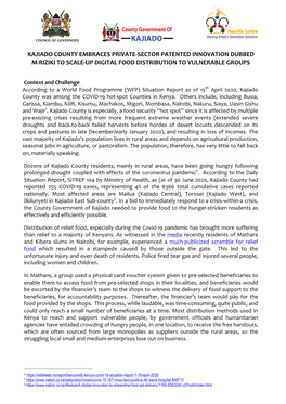 Kajiado County Embraces Private-Sector Patented Innovation Dubbed M-Riziki to Scale-Up Digital Food Distribution to Vulnerable Groups