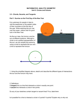 Circles and Volume 3.3 Chords, Secants, and Tangents Part 1