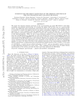 EVIDENCE for the DIRECT DETECTION of the THERMAL SPECTRUM of the NON-TRANSITING HOT GAS GIANT HD 88133 B Danielle Piskorz1, Bjorn¨ Benneke1, Nathan R