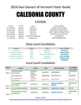 Caledonia County Choose