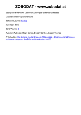 Die Stellaria-Media-Gruppe in Mitteleuropa – Chromosomenzählungen Und Anmerkungen Zu Den Differentialmerkmalen 93-103 Kochia09 02:Layout 1 13.07.15 20:07 Seite 93