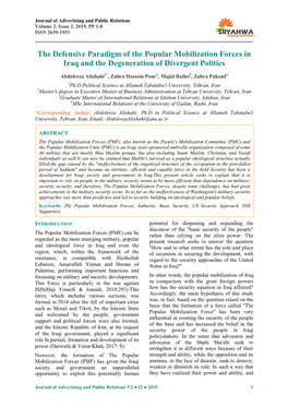 The Defensive Paradigm of the Popular Mobilization Forces in Iraq and the Degeneration of Divergent Politics