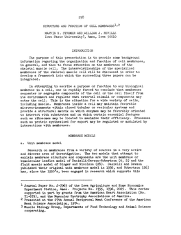 Structure and Function of Cell Membranes1,2 Marvin H