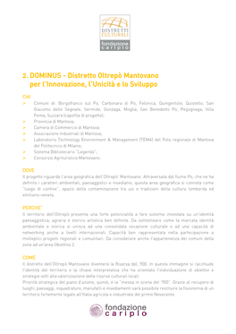 2. DOMINUS - Distretto Oltrepò Mantovano Per L’Innovazione, L’Unicità E Lo Sviluppo