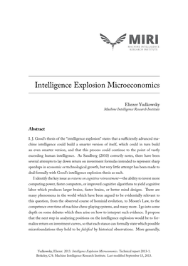 Intelligence Explosion Microeconomics