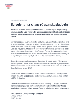 Barcelona Har Chans På Spanska Dubbeln