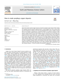 How to Make Porphyry Copper Deposits ∗ Cin-Ty A