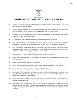 Glossary of Acrobatic Gymnastics Terms