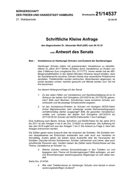 Schriftliche Kleine Anfrage Und Antwort Des Senats