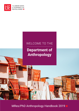 Mres/Phd Anthropology Handbook 2019 Dates for Your Diary 2019/20