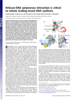 Helicase-DNA Polymerase Interaction Is Critical to Initiate Leading-Strand DNA Synthesis