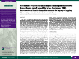 Geomorphic Response to Catastrophic Flooding in North-Central Pennsylvania from Tropical Storm Lee (September 2011): GEOSPHERE; V